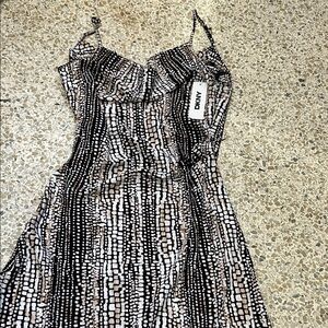 DKNY Strapless Dress in Black and White